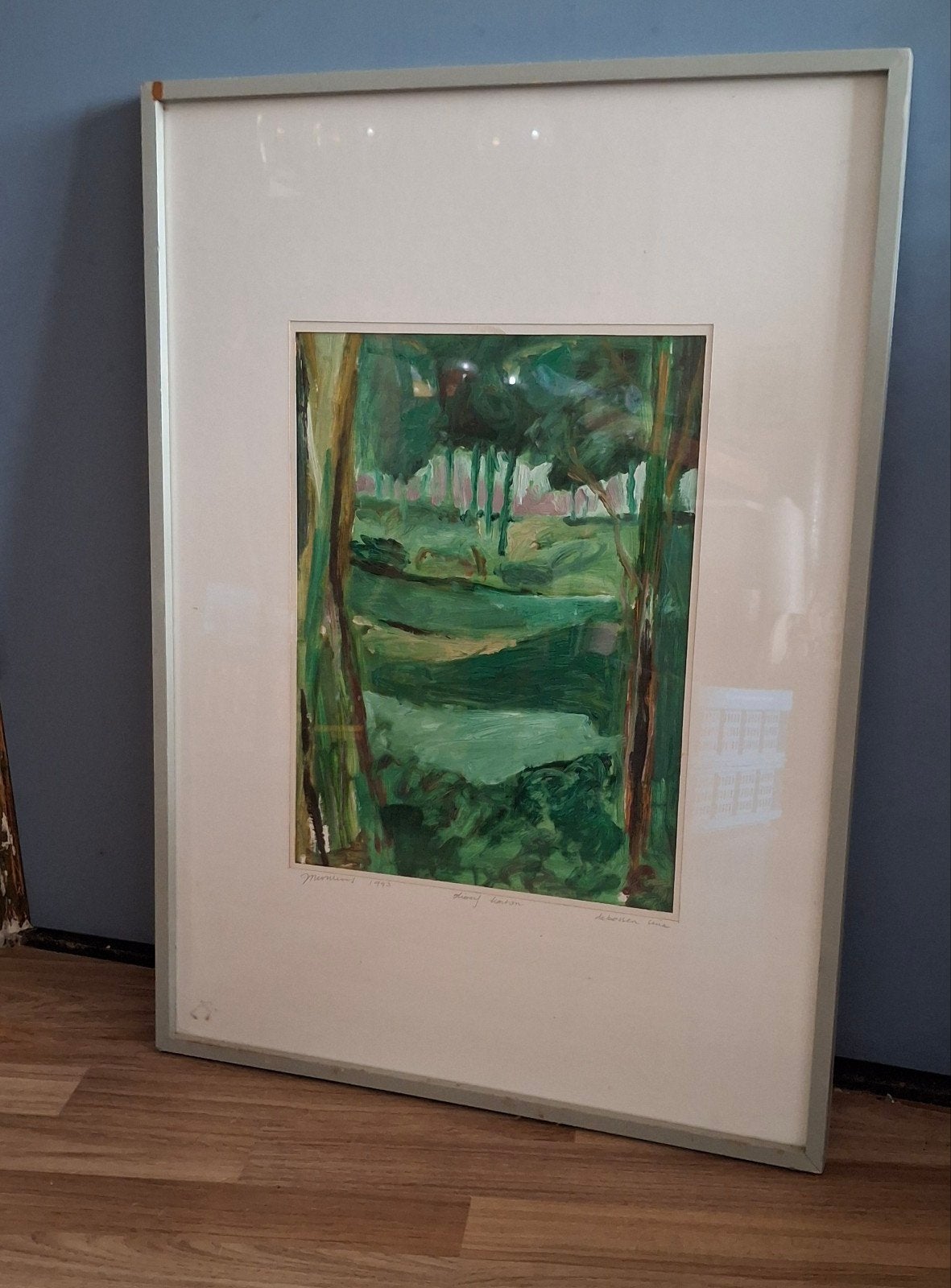 groen olieverf schilderij, Ophalen