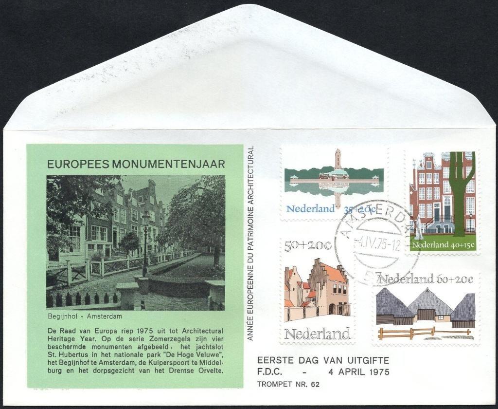 Europees monumentenjaar 1975, Postzegels en Munten, Brieven en Enveloppen | Nederland, Verzenden, Envelop