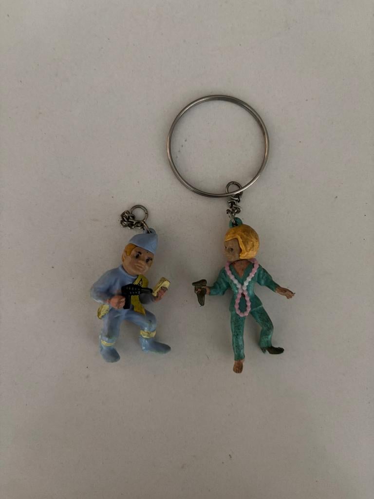 Sleutelhangers vintage tv serie thunderbirds 2 stuks!, Verzamelen, Sleutelhangers, Ophalen of Verzenden, Gebruikt, Overige typen