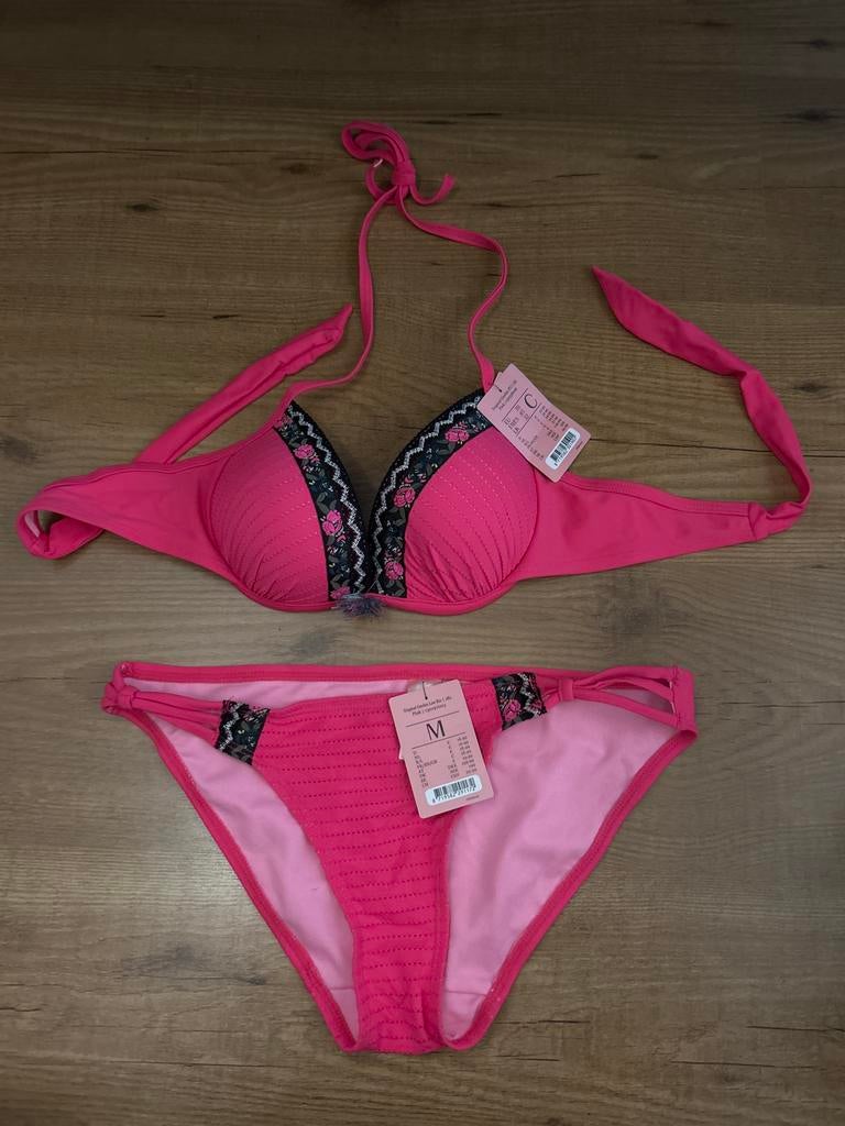 Hunkemöller bikini roze 70C push up, broekje M, Ophalen of Verzenden, Nieuw, Roze, Bikini