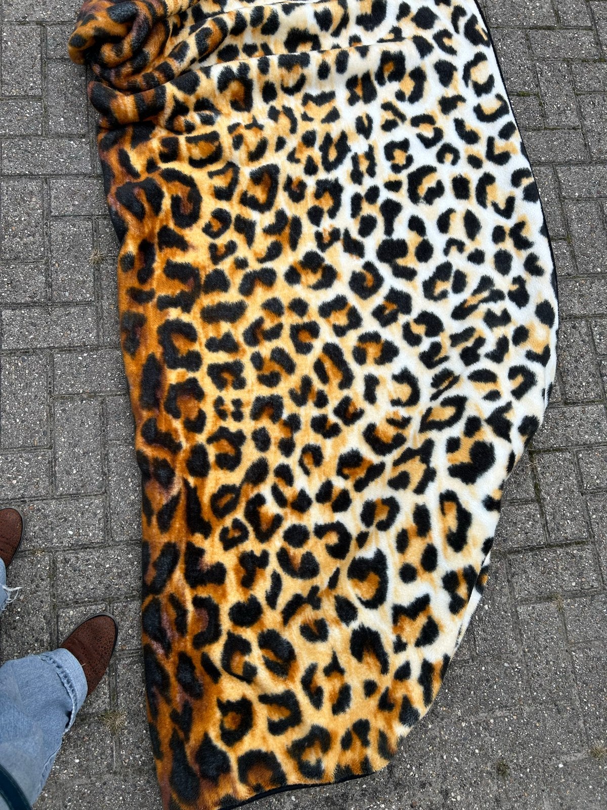 Groot zwaar kleed met luipaardprint 245x200 cm, Gebruikt, Bruin, Ophalen of Verzenden, 200 cm of meer