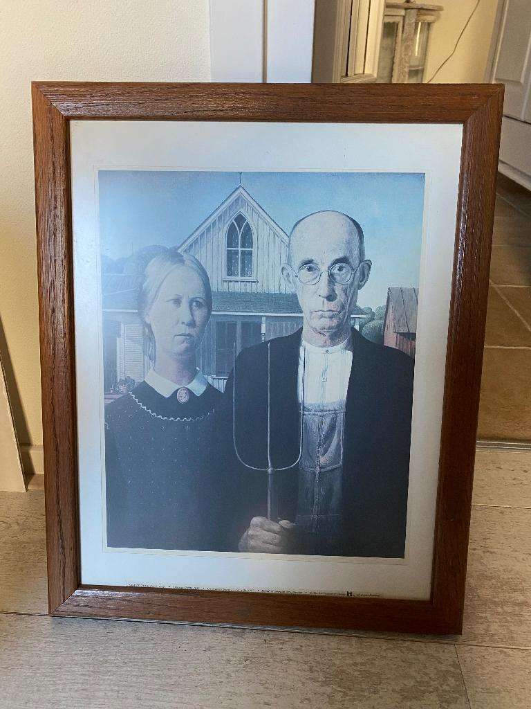 Grant Wood ingelijst, origineel hangt in Chicago., Huis en Inrichting, Ophalen of Verzenden, Minder dan 50 cm, Schilderij