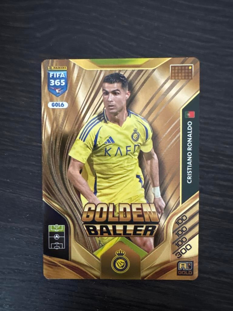 Panini FIFA 365 Golden Baller Cristiano Ronaldo kaart, Hobby en Vrije tijd, Stickers en Plaatjes, Ophalen of Verzenden, Zo goed als nieuw