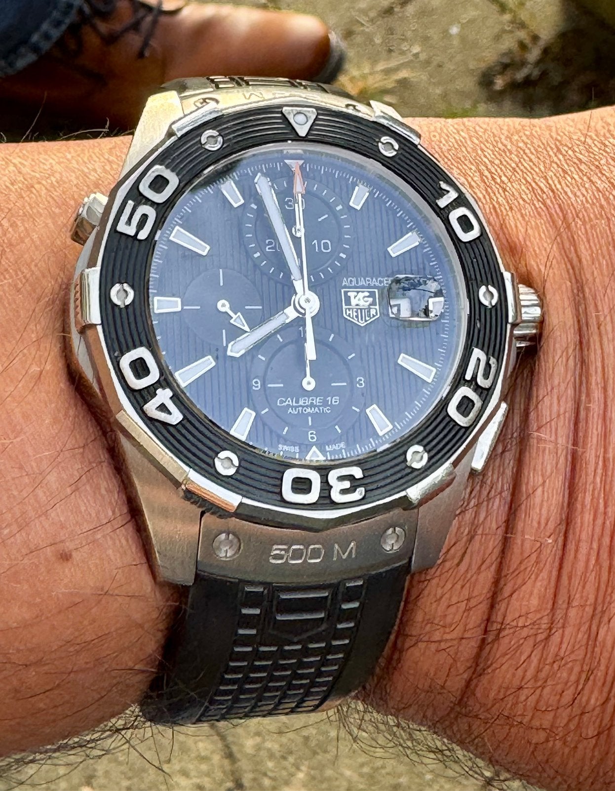 Tag Heuer Aquaracer chrono automatic calibre 16 gesecerviced, Sieraden, Tassen en Uiterlijk, Horloges | Heren, Staal, Polshorloge