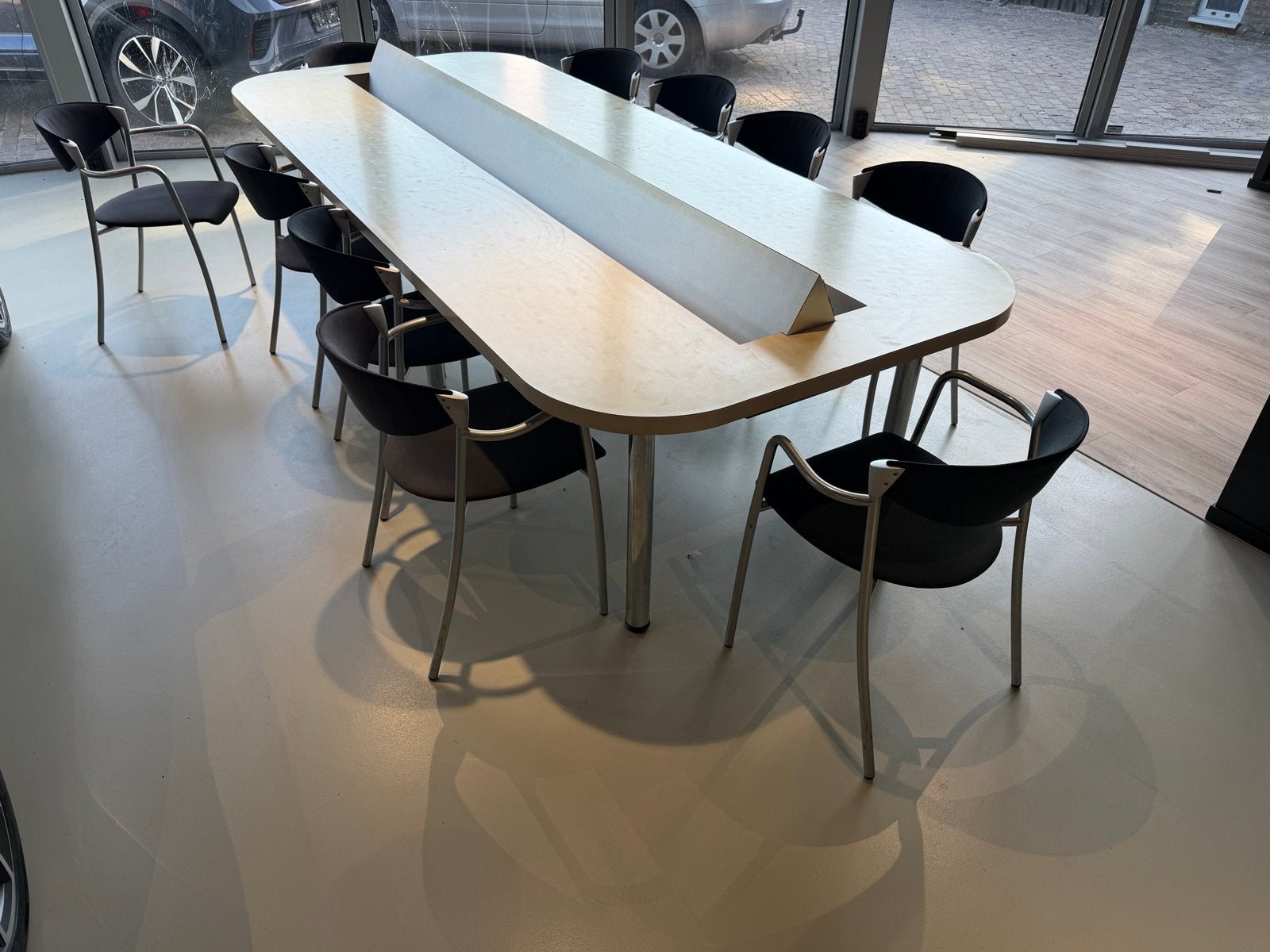 Grote leestafel inclusief stoelen gratis af te halen, Gebruikt, 100 tot 150 cm, 200 cm of meer, Ophalen of Verzenden