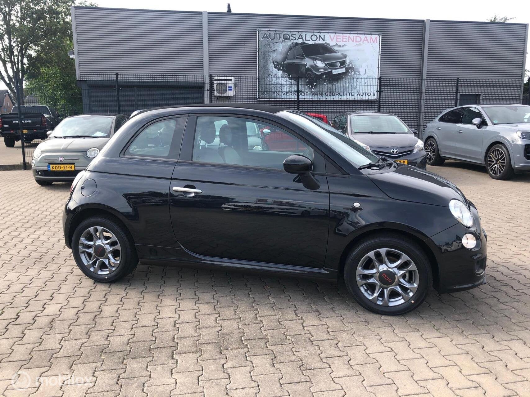 Fiat 500 500S CABRIO SPORT AIRCO ECC LEDER, Euro 5, 86 pk, Gebruikt, Leder en Stof