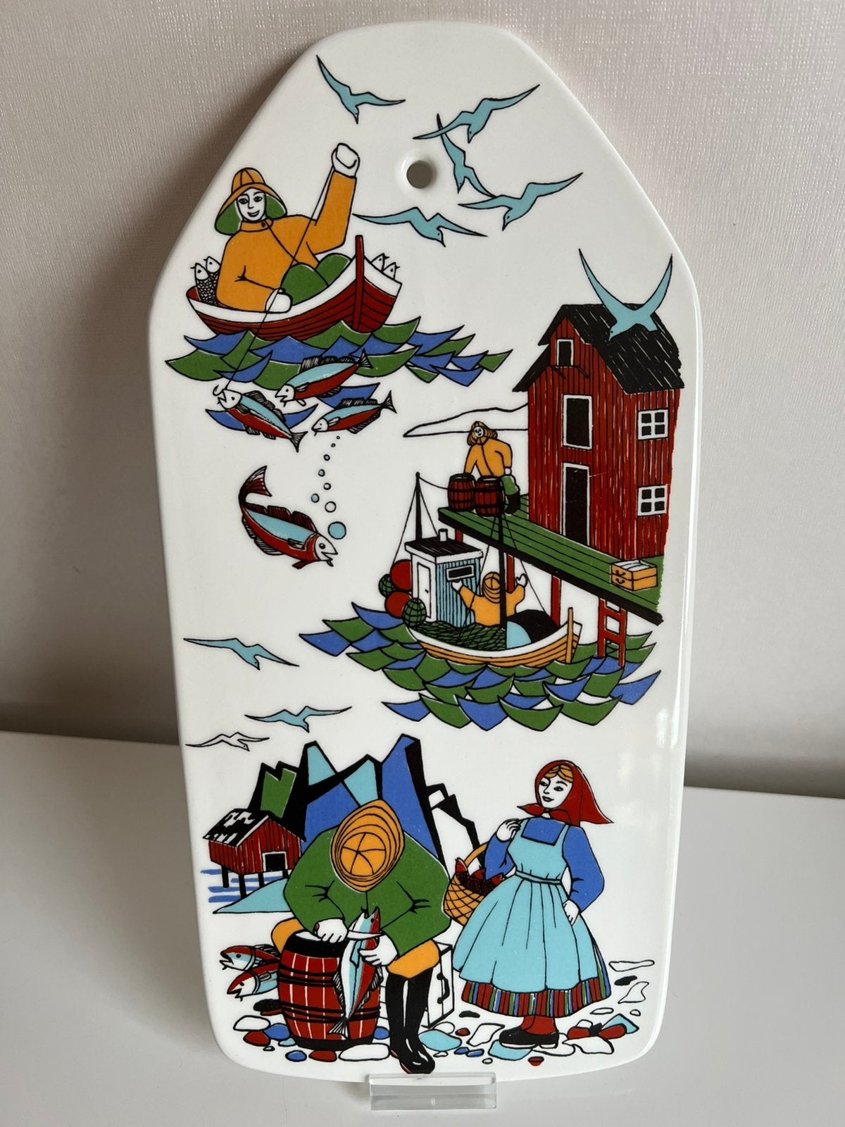 Vintage Figgjo Flint Grote Kabeljauw Torskefiske Plank 60’s, Antiek en Kunst, Ophalen of Verzenden
