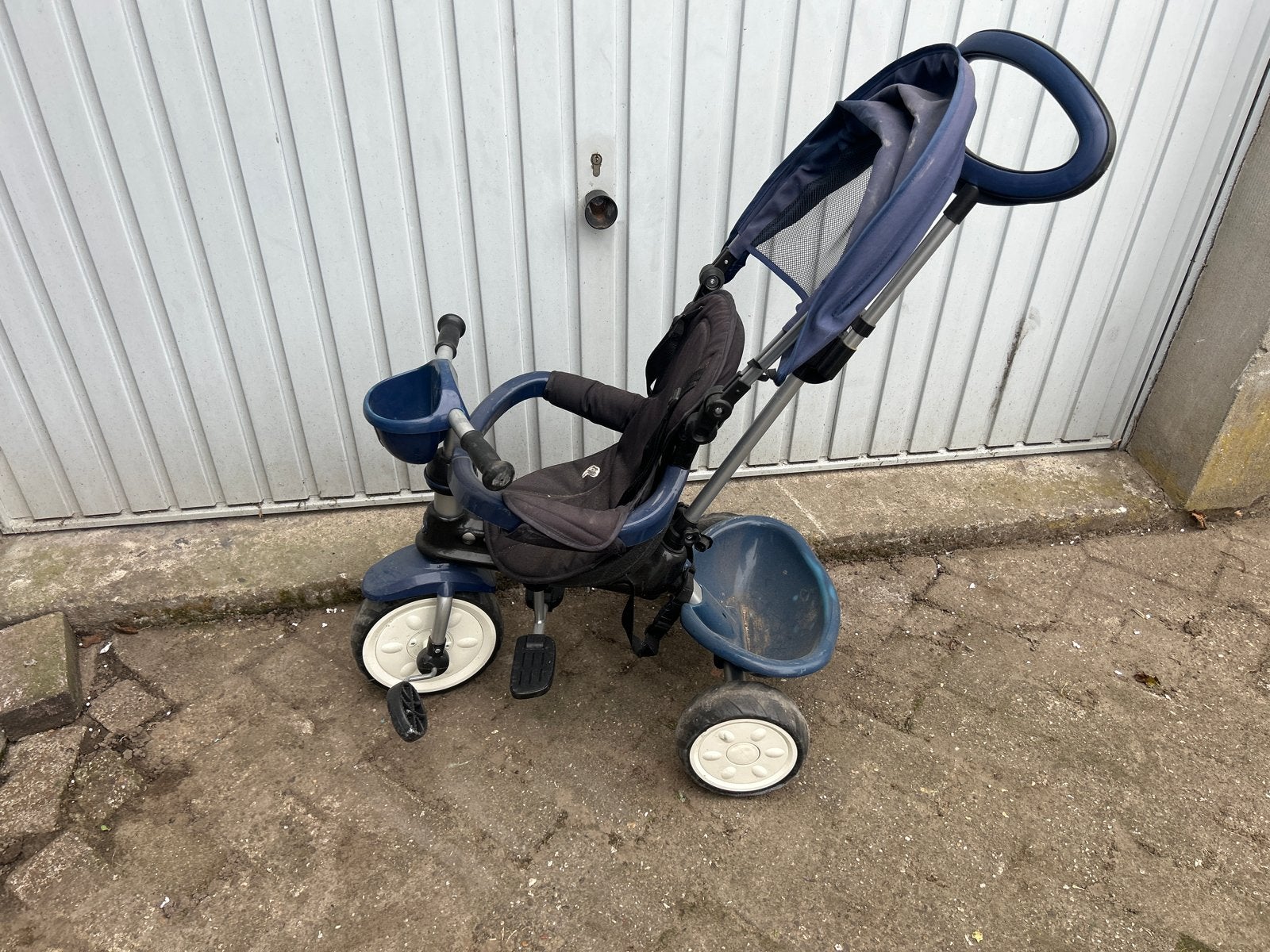 Kinderdriewieler met duwstang - Blauw, Ophalen, Gebruikt