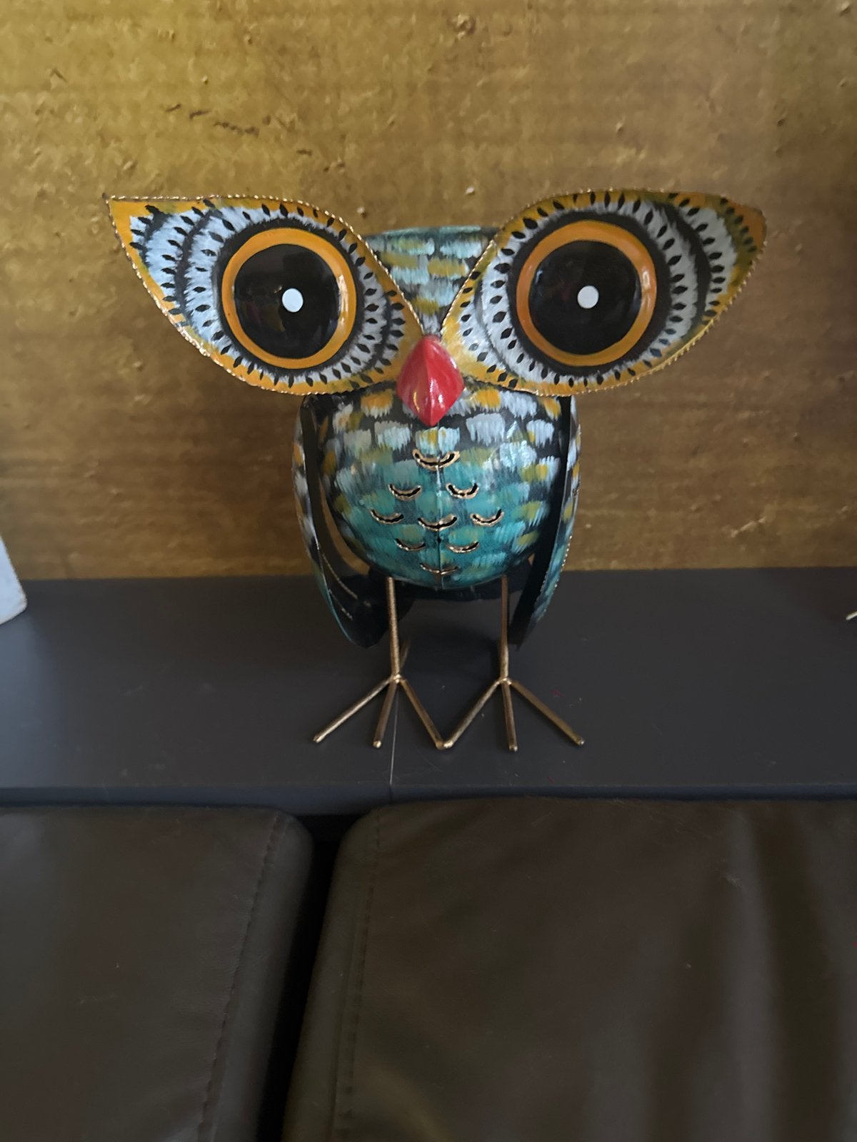 Metalen decoratie: Uil en Kip (set), Huis en Inrichting, Meerkleurig, Overige stijlen, Ophalen of Verzenden, Zo goed als nieuw