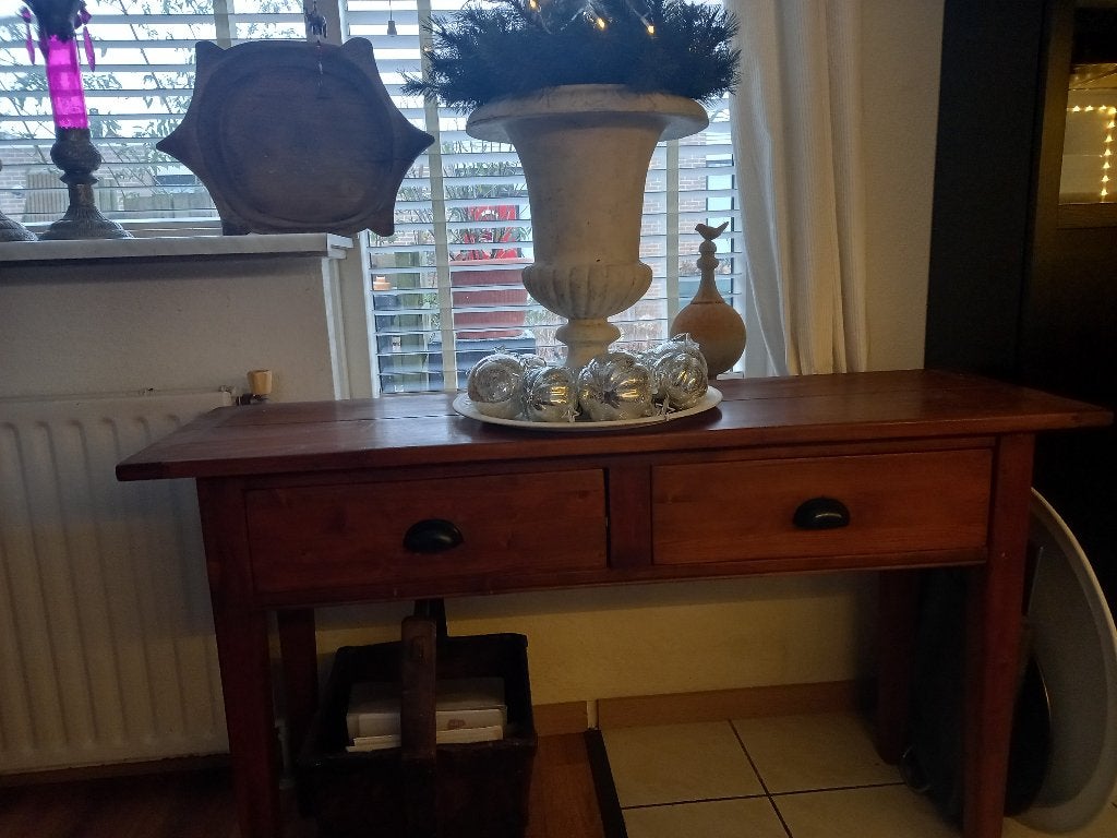 OUD GRENENHOUTEN SIDETABLE-WANDTAFEL- 2 GROTE LADEN-BROCANTE, Ophalen