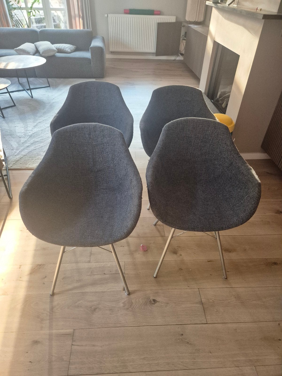 6x Donkere grijze stoelen, Ophalen, Gebruikt, Stof, Vijf, Zes of meer stoelen