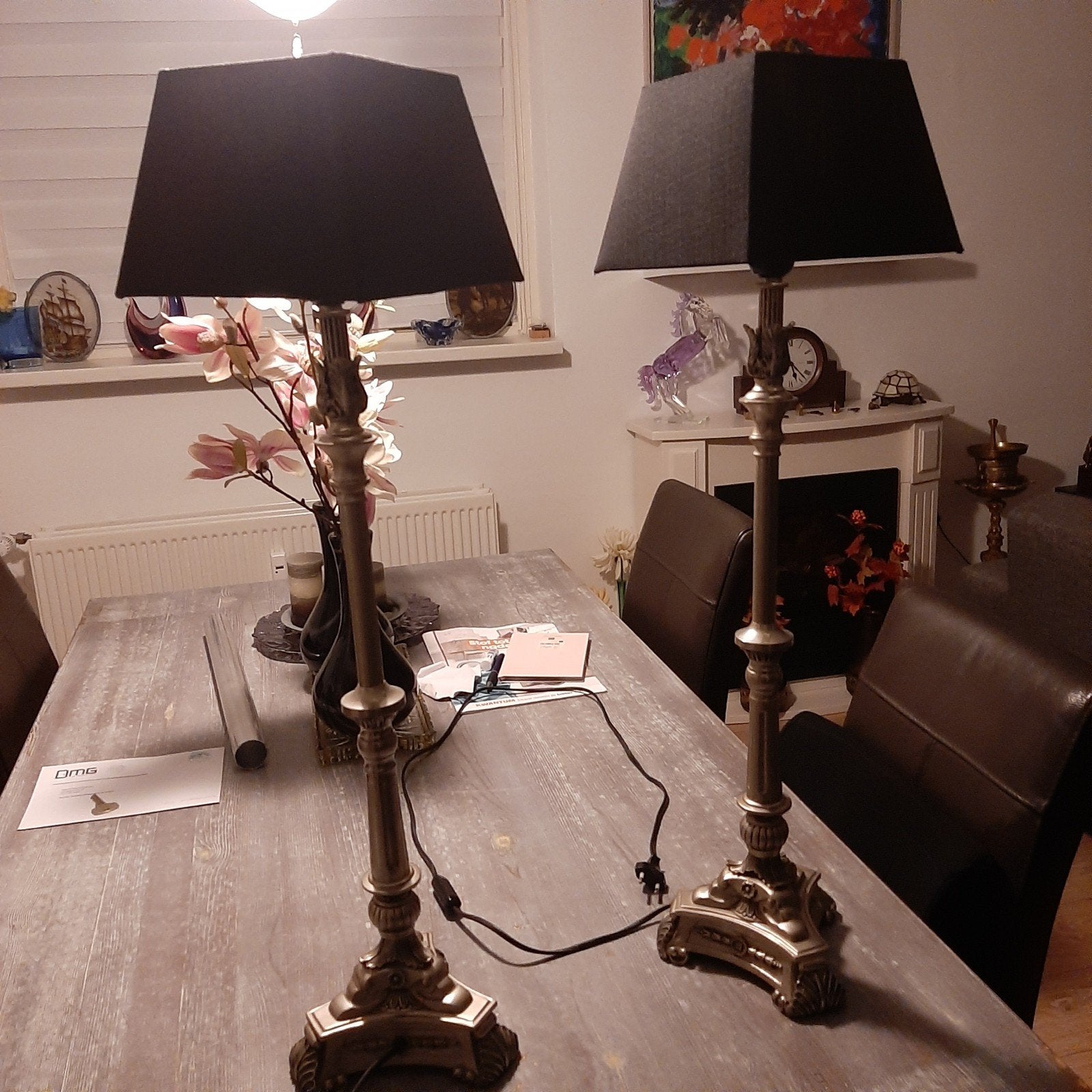 2 prachtige schemerlampen met kappen, Ophalen, Zo goed als nieuw