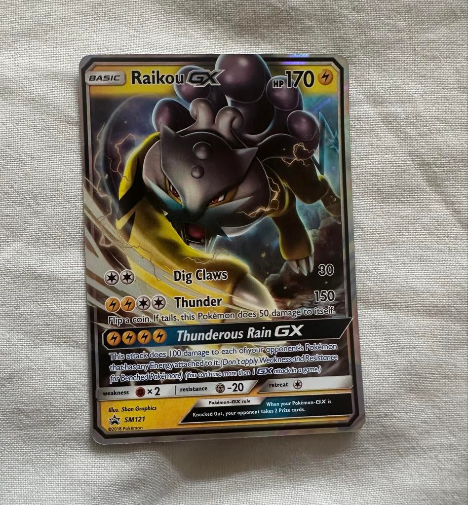 Raikou GX Pokémon Kaart - SM121, Ophalen of Verzenden, Zo goed als nieuw, Losse kaart