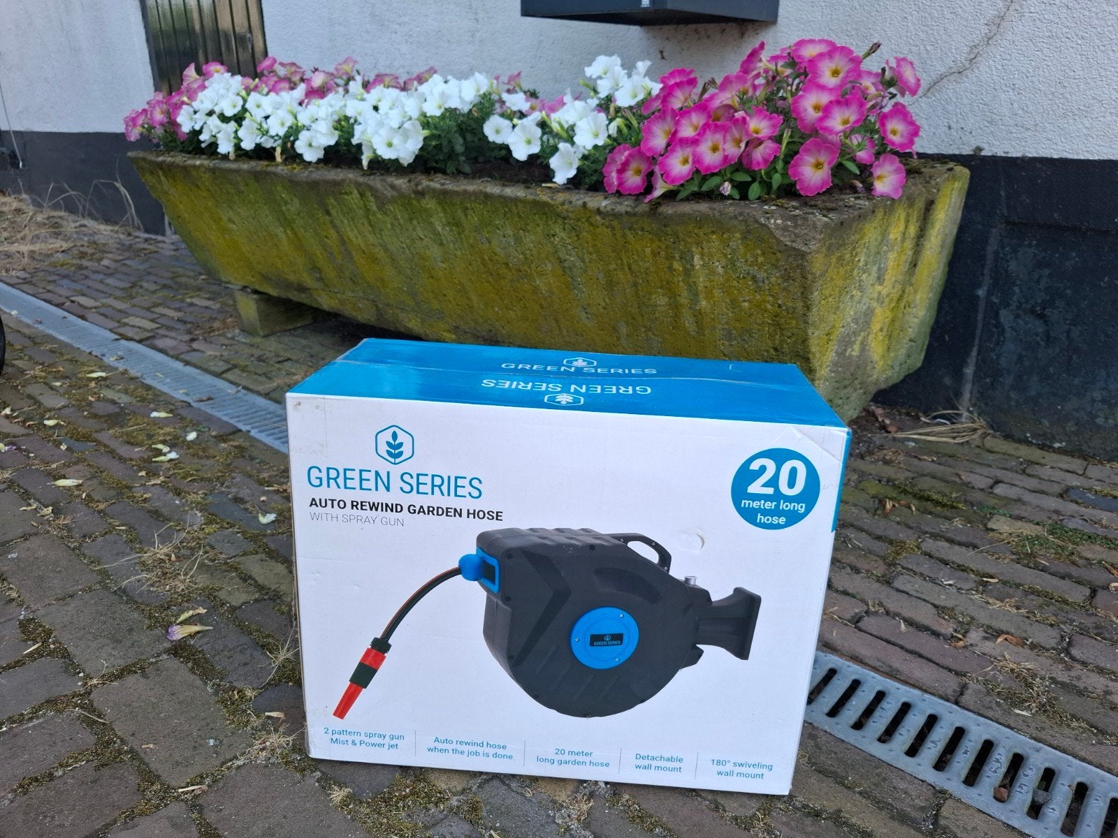 Nieuw in doos waterhaspel muurbevestiging 20mtr, Ophalen of Verzenden, Nieuw