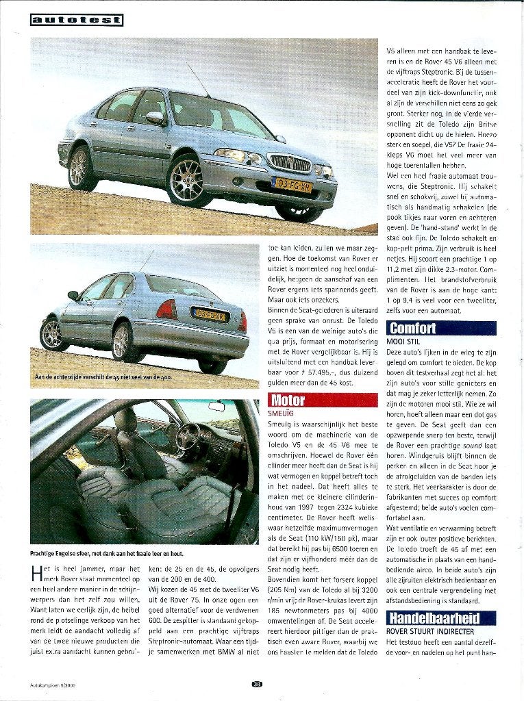 Autokampioen dubbeltest Rover 45 en Seat Toledo, Ophalen of Verzenden, Gelezen, Overige merken