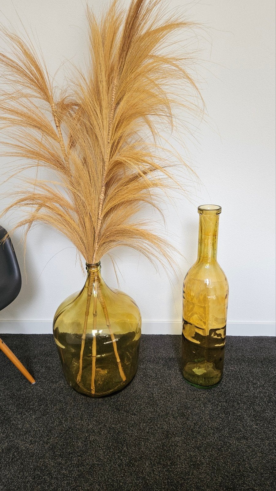 Set van 2 amberkleurige glazen vazen: Dame-jeanne & Rioja, Ophalen