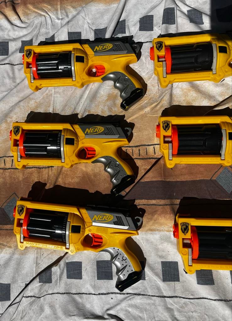 Nerf pistolen - 6 stuks - Maverick REV-6, Ophalen of Verzenden, Gebruikt