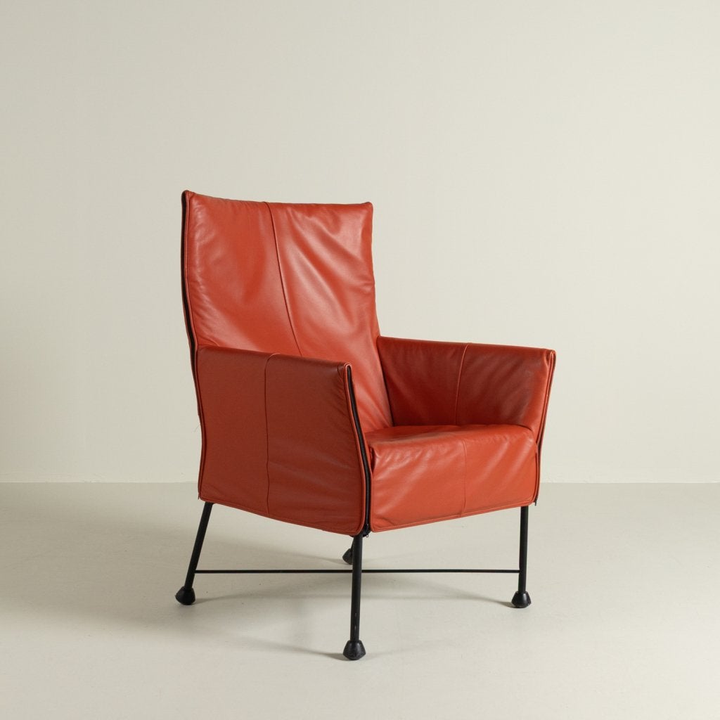 Montis Charly Fauteuil Tomato Leer - Zwart (Op Doppen), Niet ingevuld, Zo goed als nieuw, Niet ingevuld, Niet ingevuld