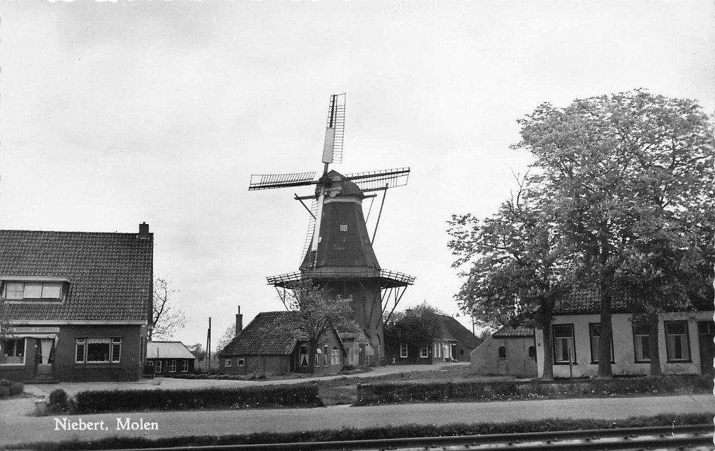 JP1125 Niebert Molen Groningen 1958, Ophalen of Verzenden, 1940 tot 1960, Ongelopen, Groningen