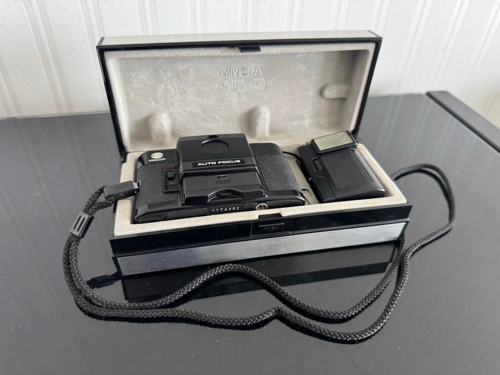 Minolta AF-C Compact Camera met Flash en Case, Audio, Tv en Foto, Fotocamera's Analoog, Ophalen of Verzenden, Gebruikt, Compact
