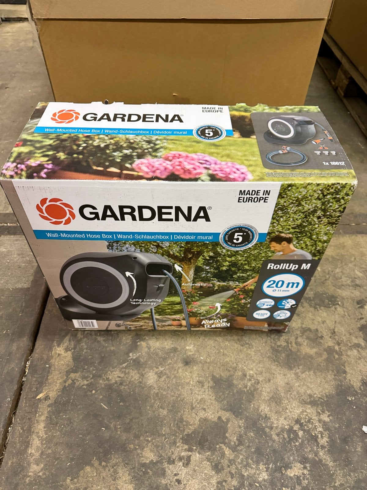 Gardena RollUp M Wandslangenbox 20m - Nieuw in doos, Ophalen of Verzenden, Nieuw, Tuinslanghaspel