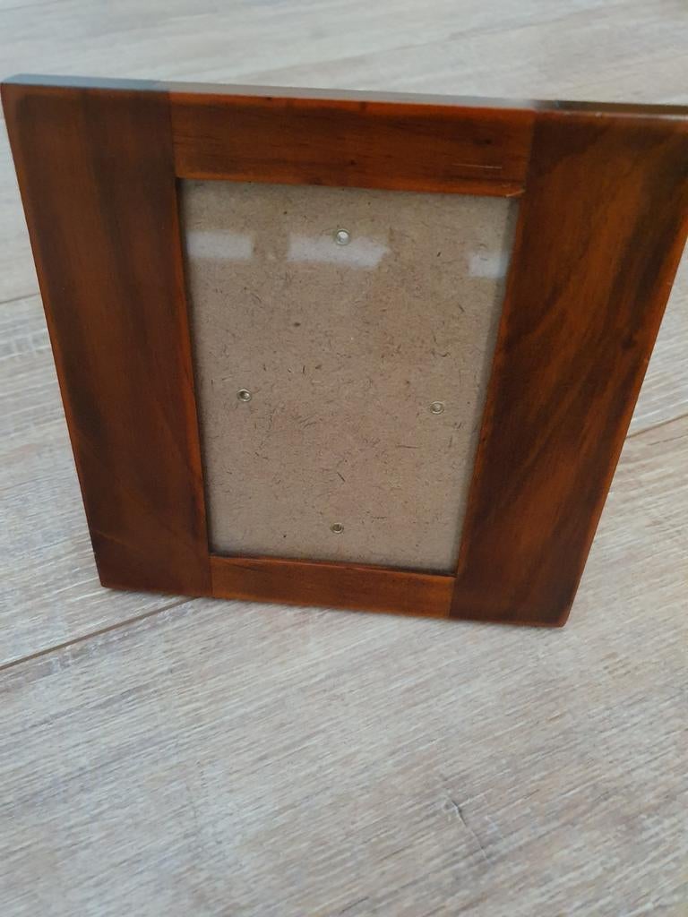 Brocante fotolijstje hout 15x15cm, binnenmaat 12x8cm, Antiek en Kunst, Curiosa en Brocante, Ophalen of Verzenden