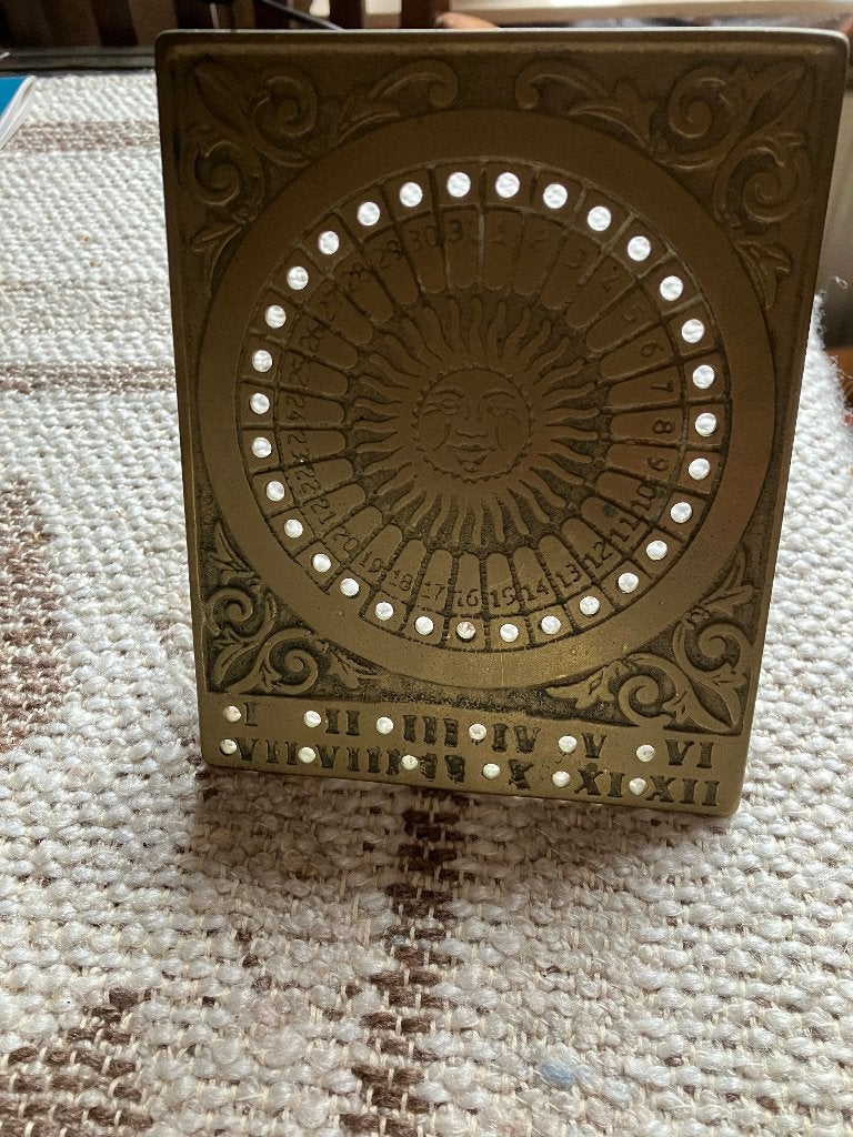 vintage messing eeuwigdurende kalender (perpetual calendar), Ophalen of Verzenden