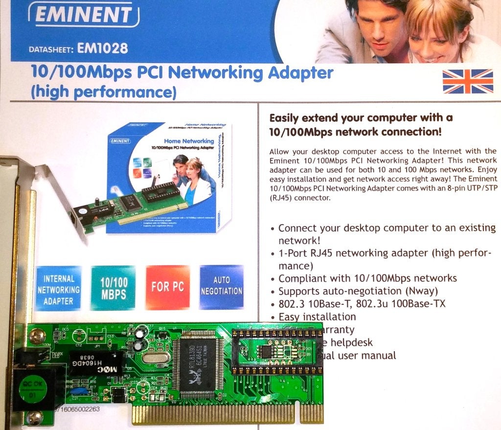 EMINENT EM1028 PCI Netwerkkaart Realtek RTL8139(D) 10/100Mb, Ophalen of Verzenden, Eminent  Realtek