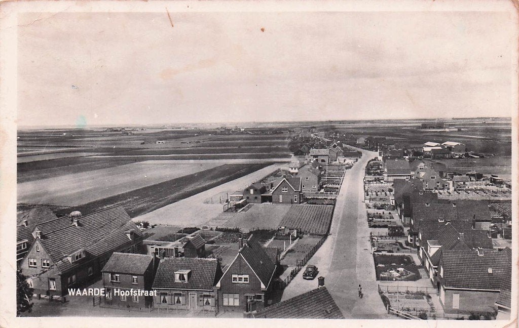 Waarde - Bovenaanzicht v.d. Hoofdstraat (gel. 1961), Ophalen of Verzenden, 1960 tot 1980, Gelopen, Zeeland