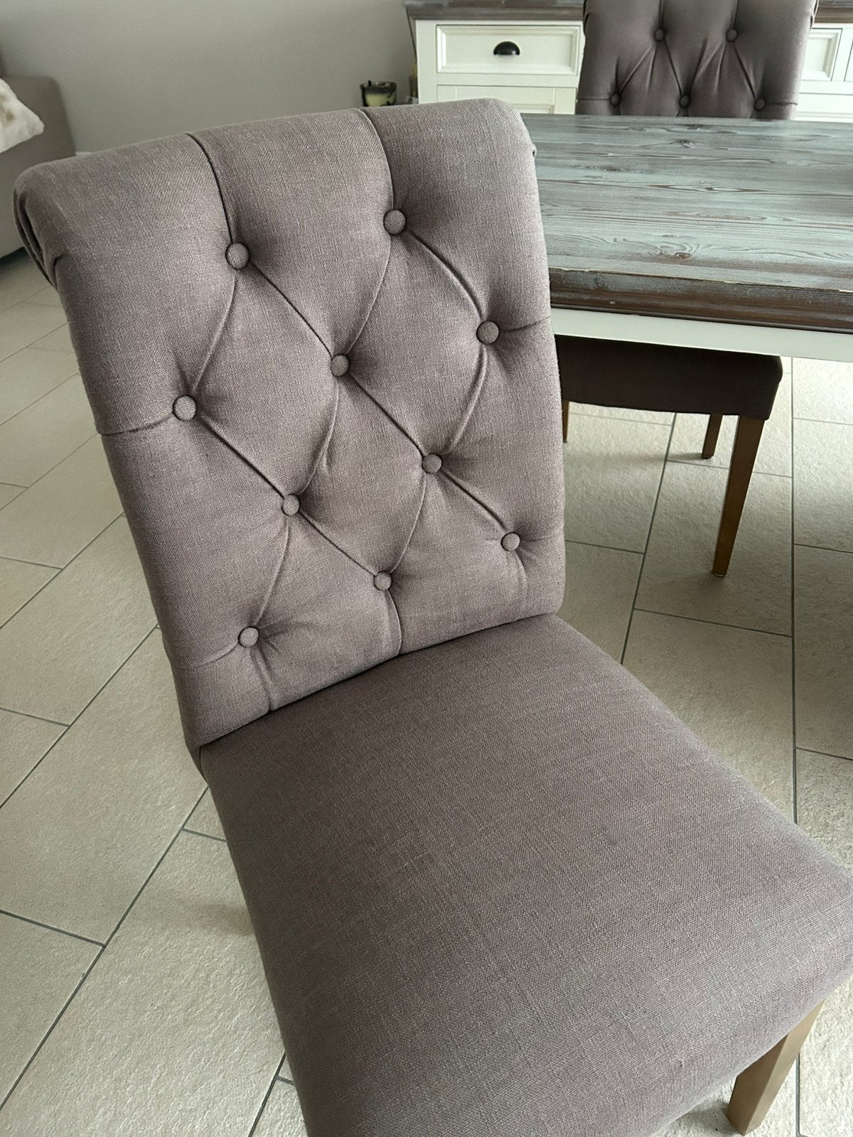 4 landelijke stoelen taupe(eric kuster style), Ophalen, Gebruikt, Bruin, Landelijk