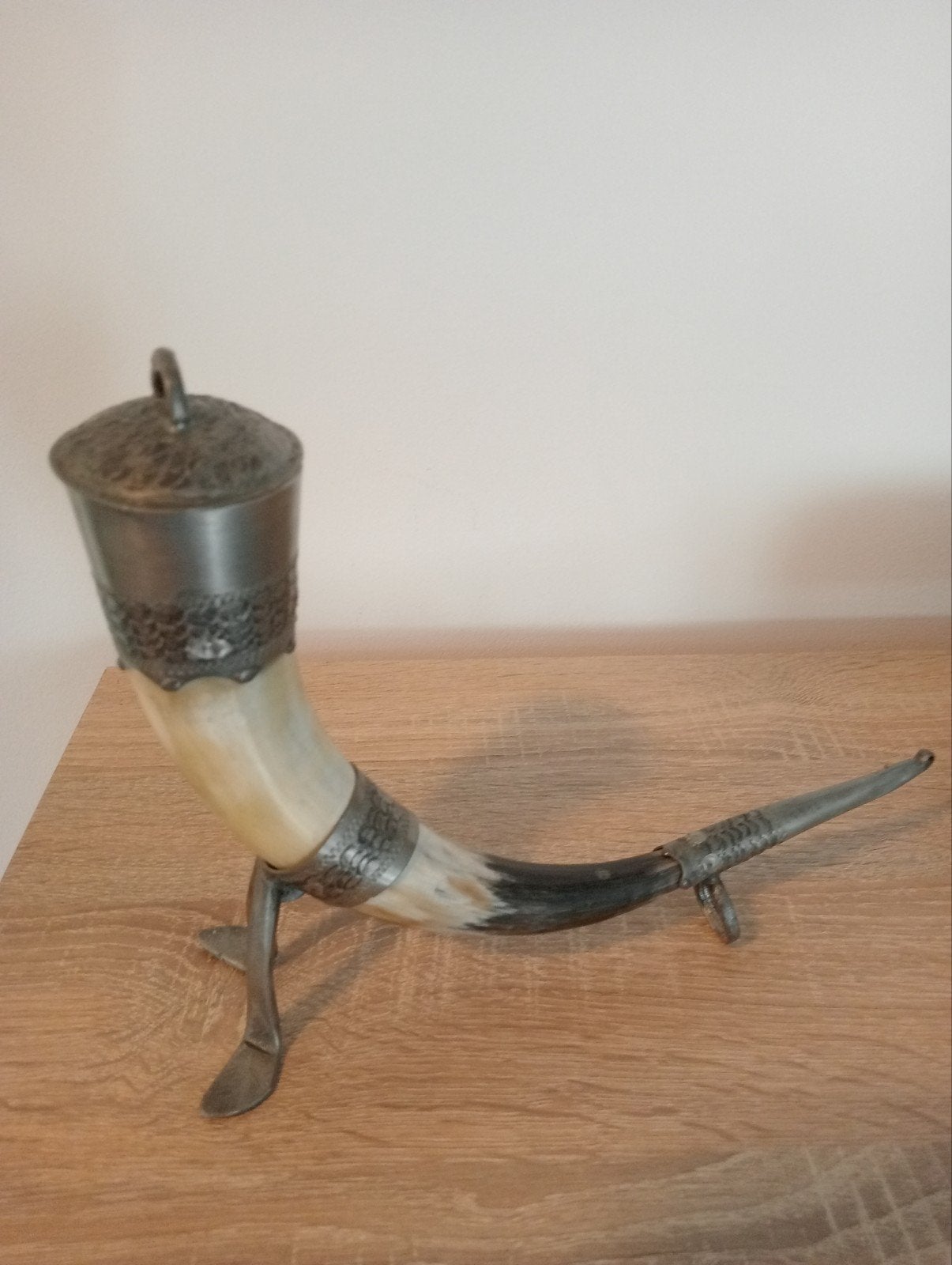 Vintage tokke tinn  drinkbeker van Noorse hoorn vintage, Ophalen