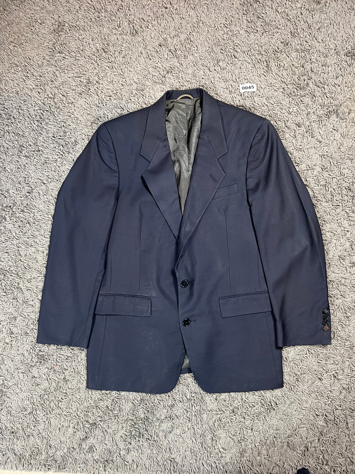 Vintage 80s Christian Dior Wool Blazer blue Size 50, Kleding | Heren, Kostuums en Colberts, Gedragen, Overige maten, Zwart, Ophalen of Verzenden