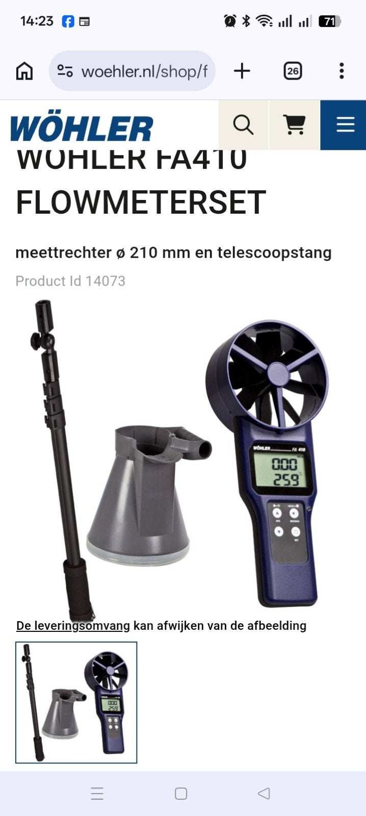 Wöhler FA 410 Flowmeterset met trechter, Ophalen, Nieuw