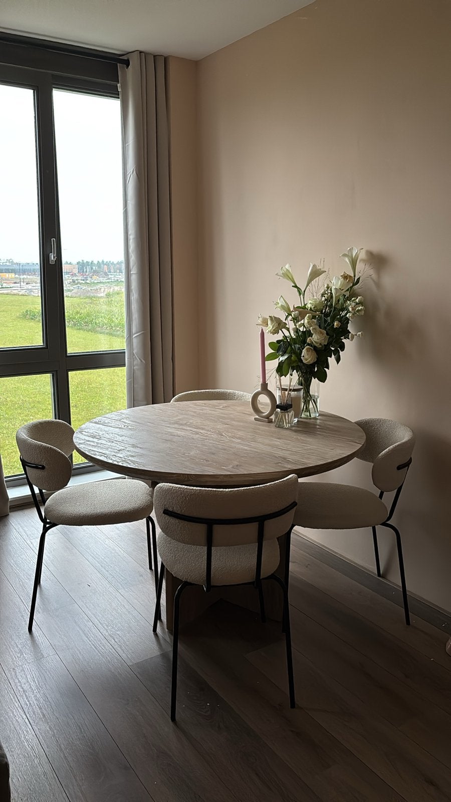 Ronde eettafel van Kwantum - 120 cm, Huis en Inrichting, Ophalen, Gebruikt, 100 tot 150 cm, Rond