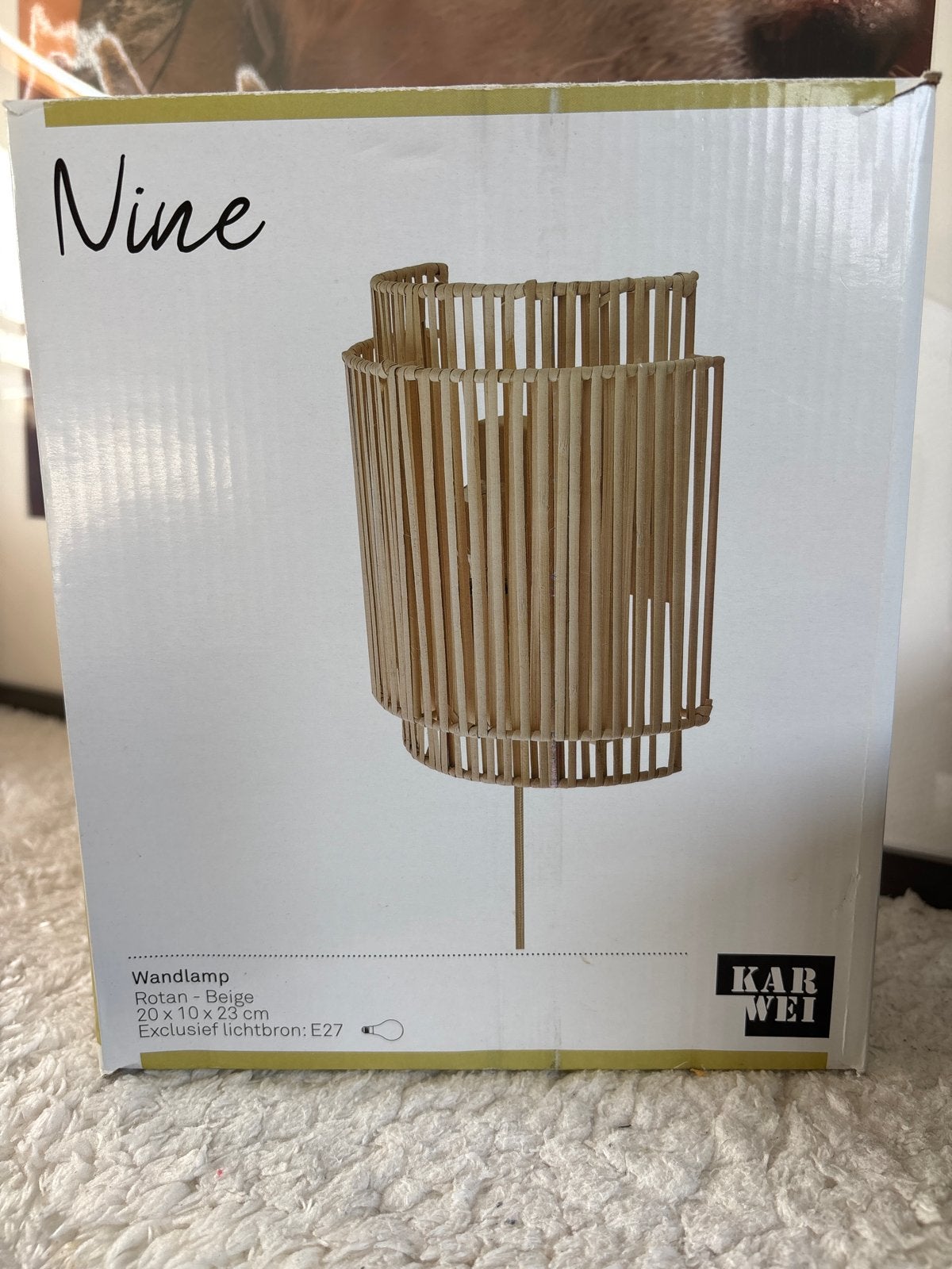 Nieuwe Karwei Nine Rotan Wandlamp - Beige E27, Natuurlijk materiaal, Nieuw, Overige merken, Wandlamp