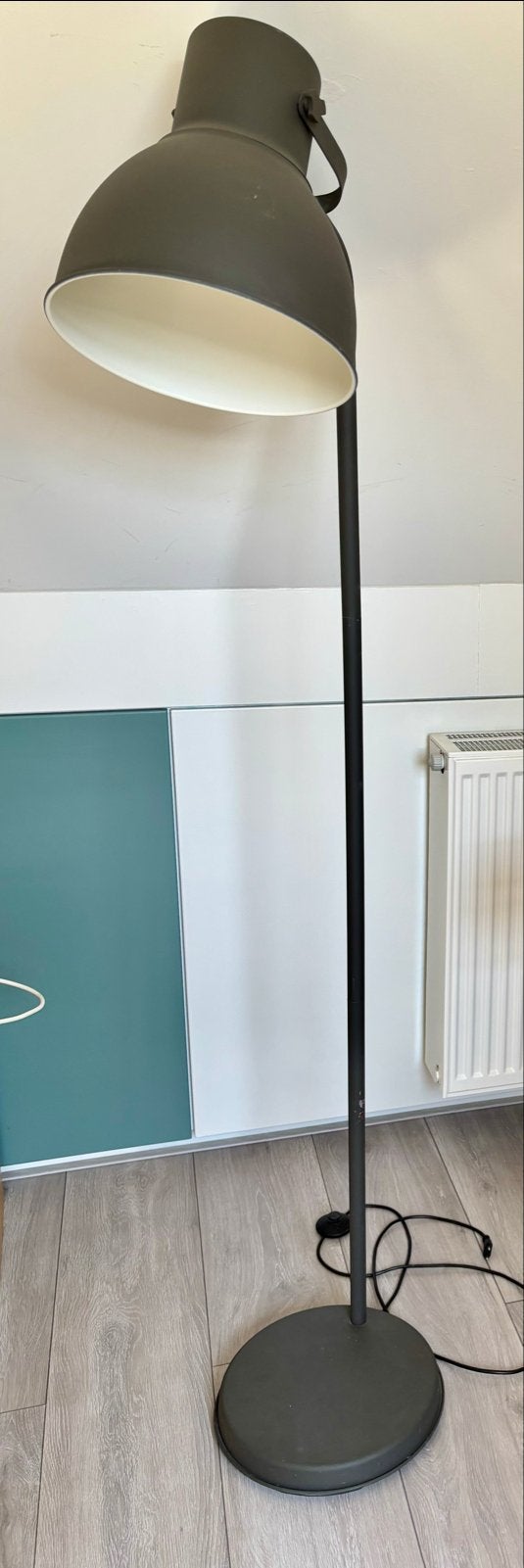 IKEA Hektar staande lamp - Donkergrijs (182cm), Huis en Inrichting, Ophalen, Gebruikt, E27 (groot), Metaal
