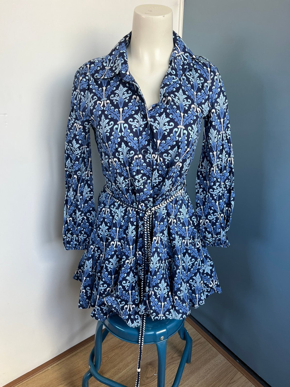 Zara blauw katoen jurkje xs doorknoop, Blauw, Zara, Ophalen of Verzenden, Zo goed als nieuw