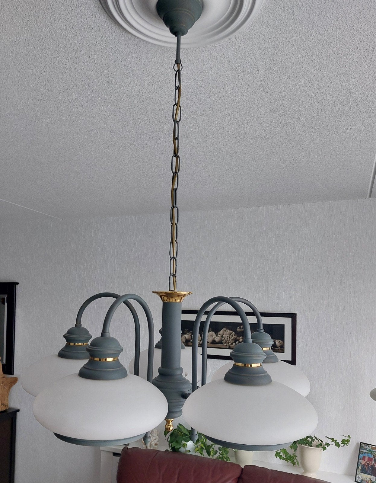 een hanglamp en een vloerlamp, Ophalen, Gebruikt, Glas, Modern klassiek