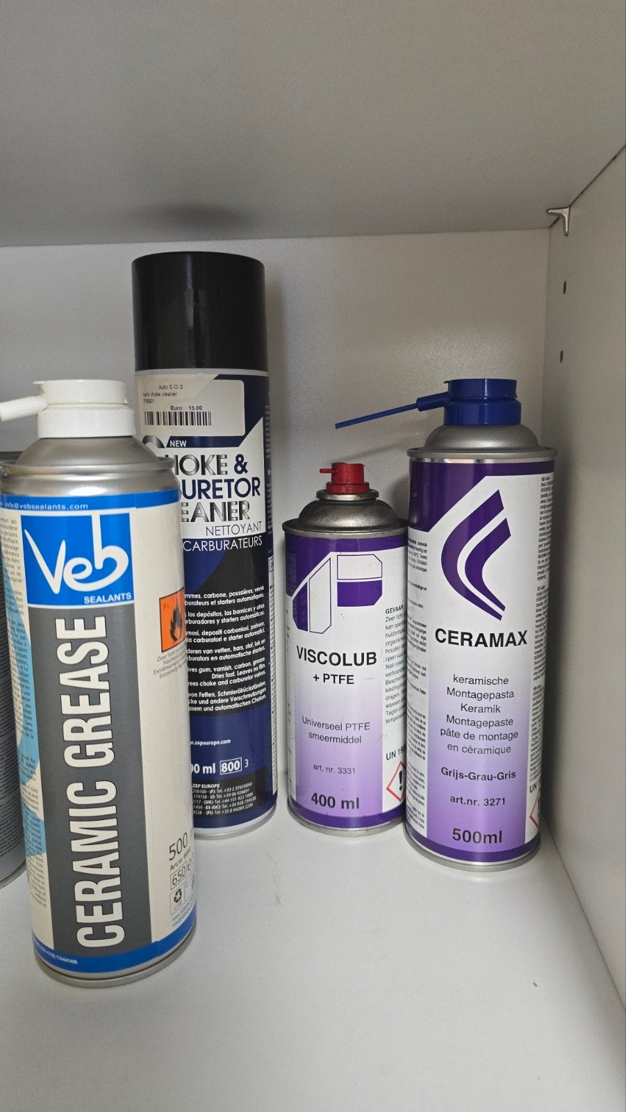 Diverse spuitbussen: Ceramax, Viscolub, Carburateur reiniger, Ophalen of Verzenden