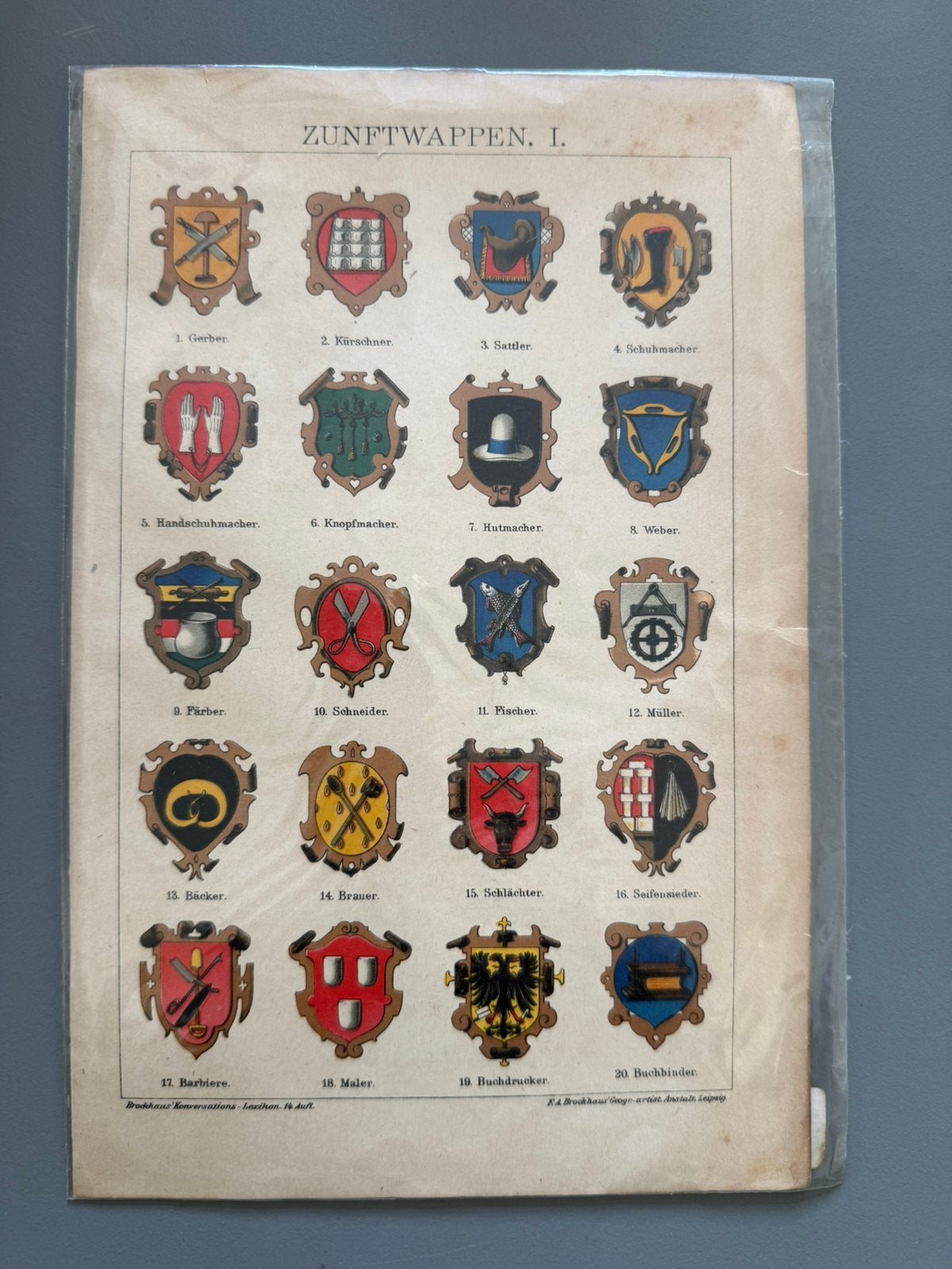 Antieke litho’s / platen (Brockhaus) 19e & 20e eeuw, Antiek en Kunst, Origineel, Ophalen of Verzenden, Overige onderwerpen, Lithografie