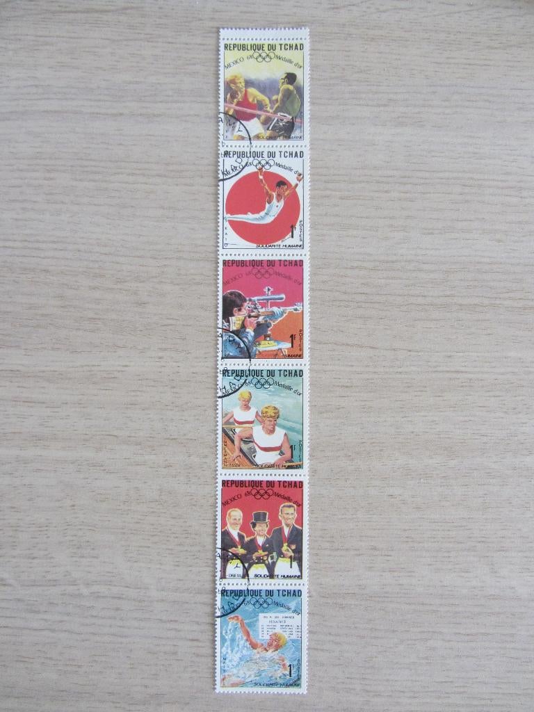 Republique Du Tchad 1968 Summer Olympic Games Mexico City Po, Postzegels en Munten, Ophalen of Verzenden, Gestempeld, Sport