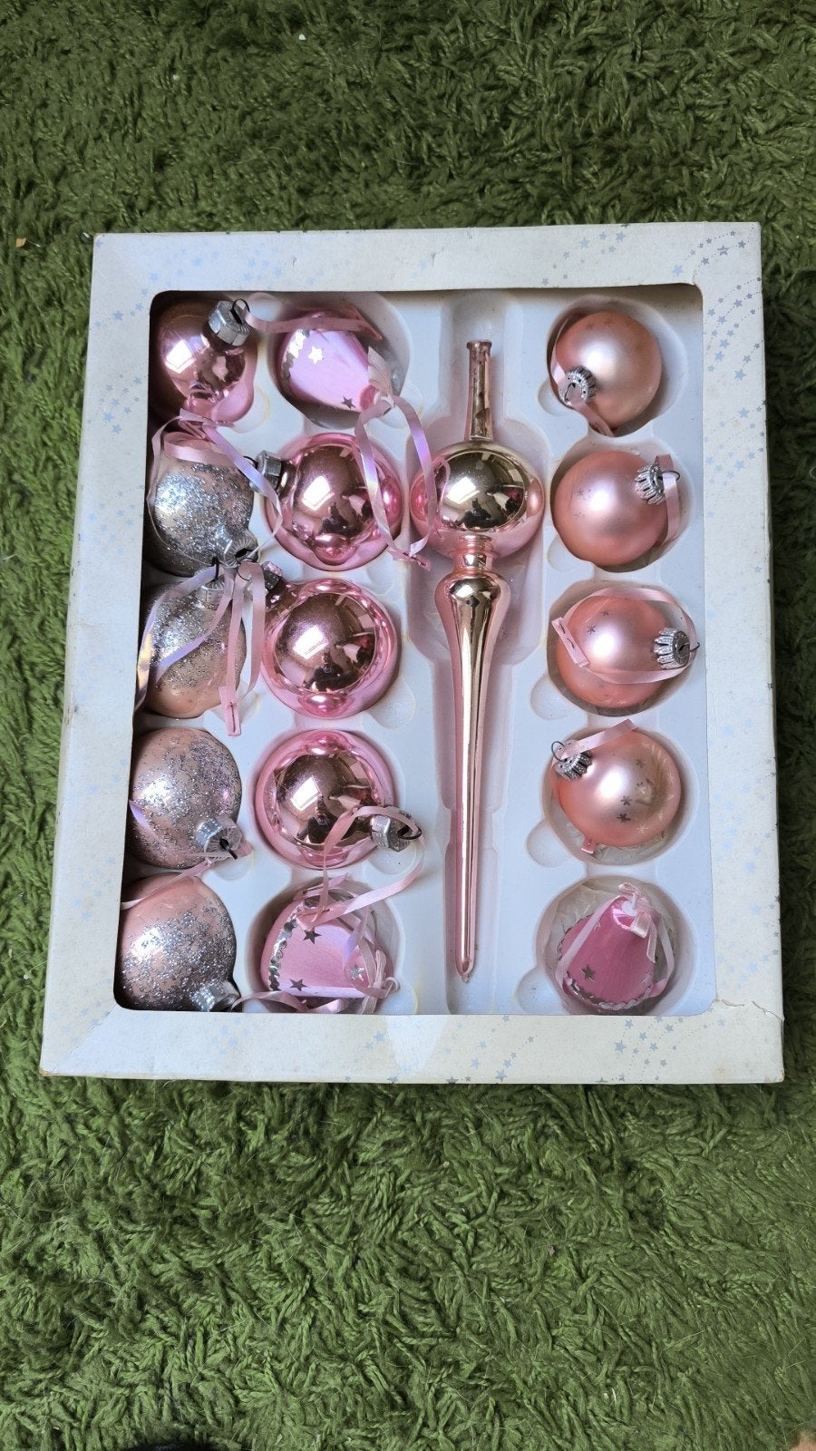 Roze Vintage kerstballen met piek, Diversen, Ophalen of Verzenden, Nieuw