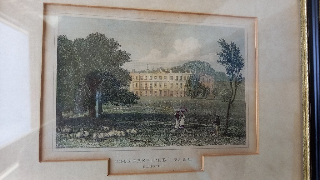 Mooie antieke ingelijste Engelse gravure van Hampshire 23 cm, 1800 - 1899, Stadsgezicht, Ophalen of Verzenden, Gravure