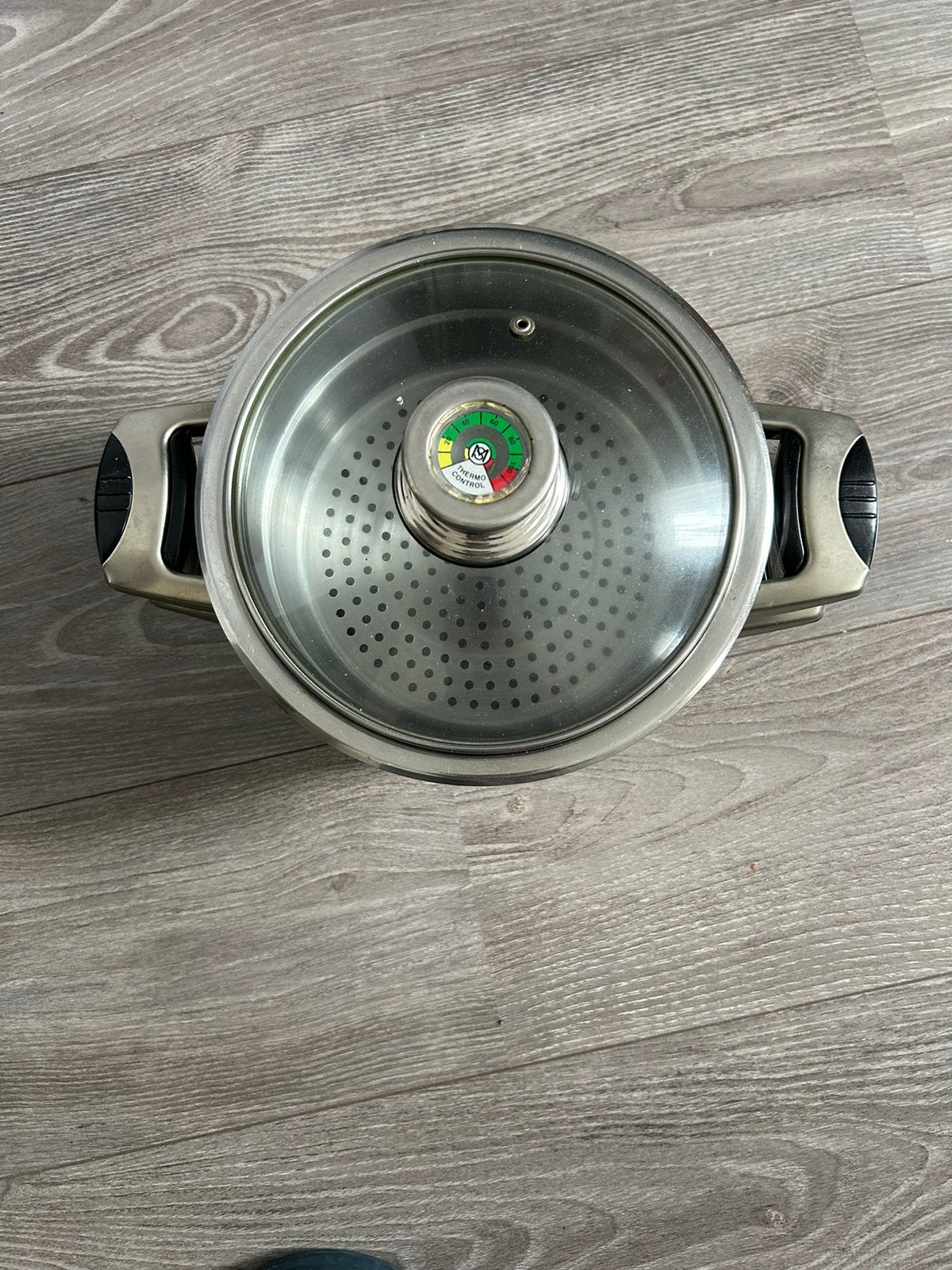 Stoom kookpan Met Thermo Control, Huis en Inrichting, Keuken | Potten en Pannen, Ophalen of Verzenden, Zo goed als nieuw, Rvs