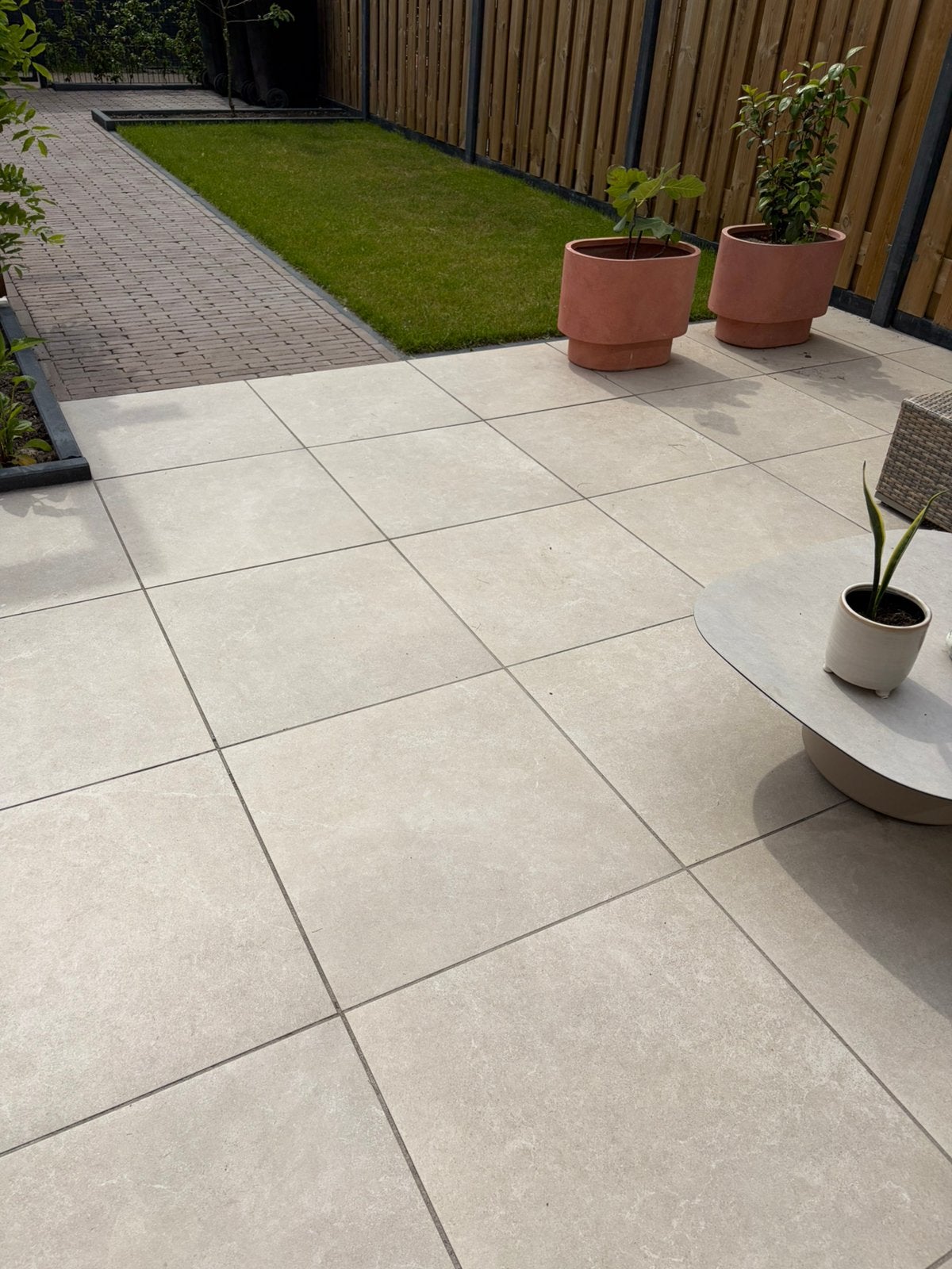 Keramische tegels 60x60 vijf stuks, Tuin en Terras, Tegels en Klinkers, Ophalen, Zo goed als nieuw, Beton, Terrastegels