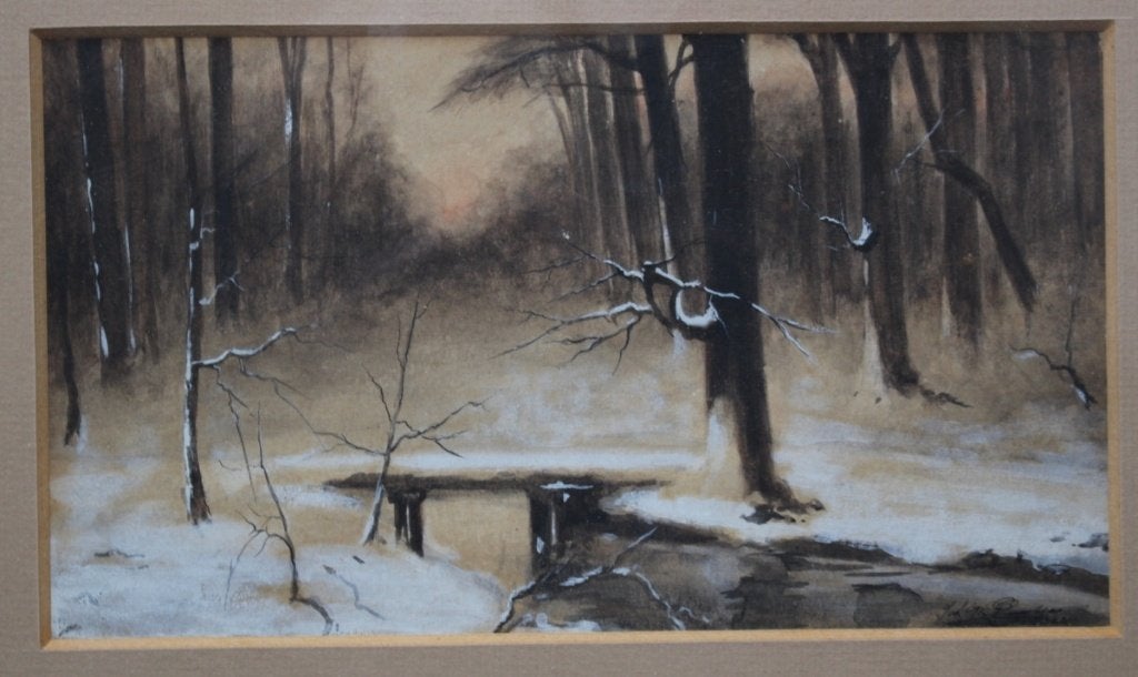 Fraai wintergezicht, gemengde techniek, gesigneerd., Achter glas, Ophalen of Verzenden, Landschap, Klassiek