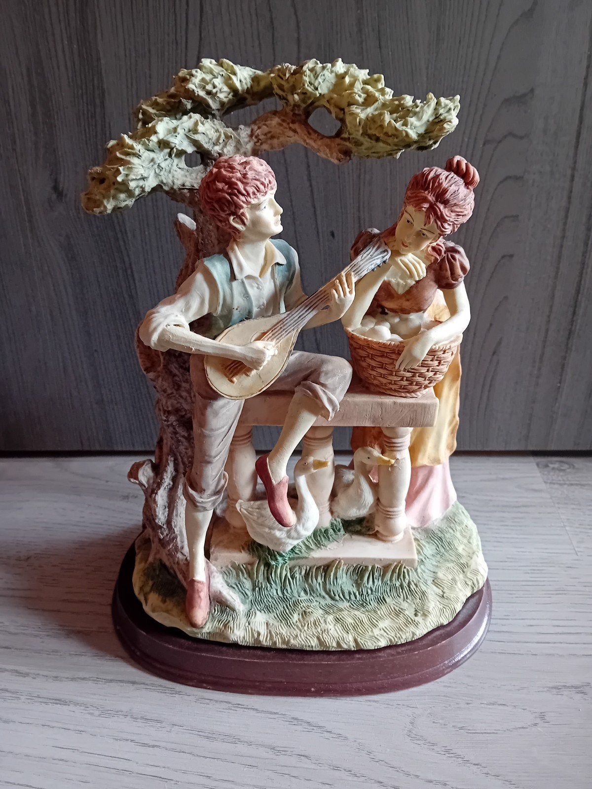 Beeld man, vrouw en ganzen., Ophalen of Verzenden, Zo goed als nieuw, Mens