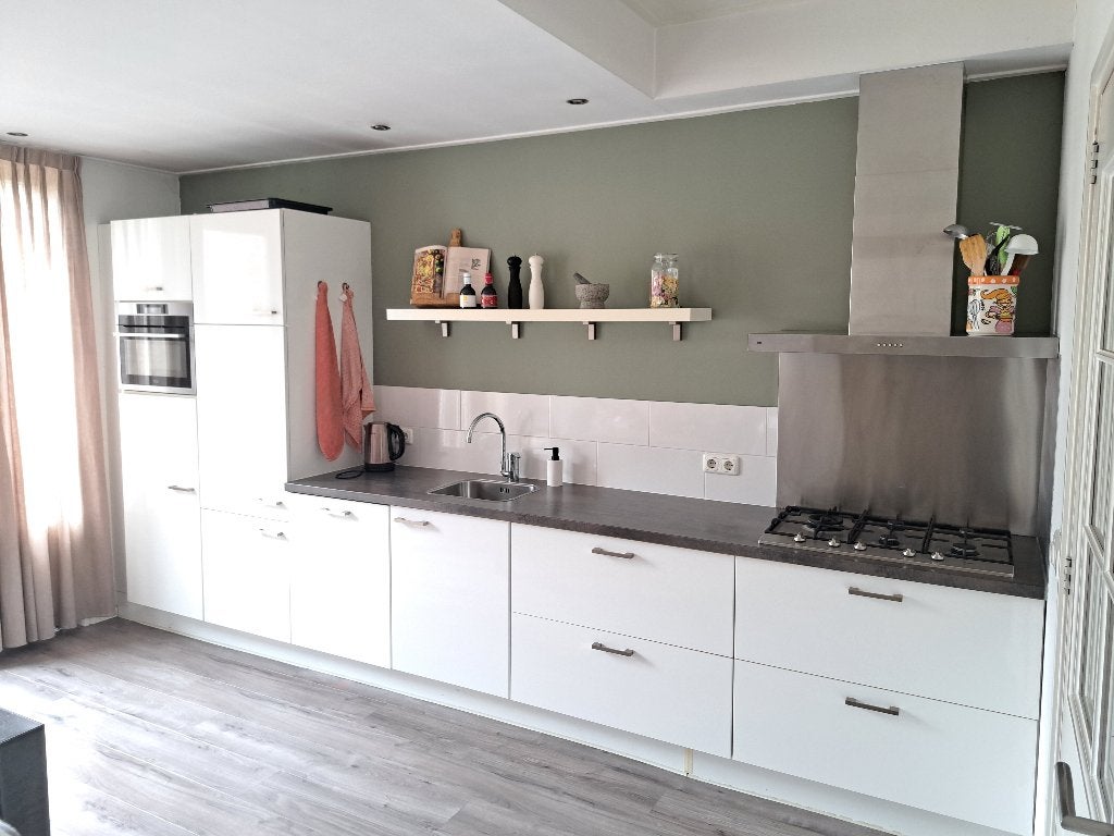 Keuken, glans wit, Ophalen, Gebruikt, Wit, Enkelwandige keuken