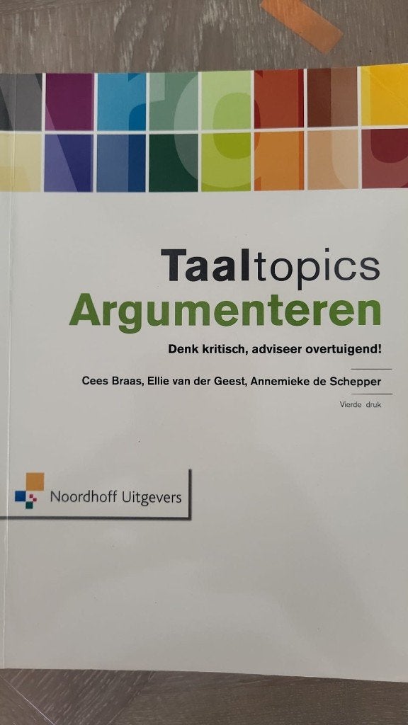 Studieboek Taaltopics Argumenteren, Boeken, Braas, Van der Geest en De Schepper, Zo goed als nieuw, Alpha, HBO