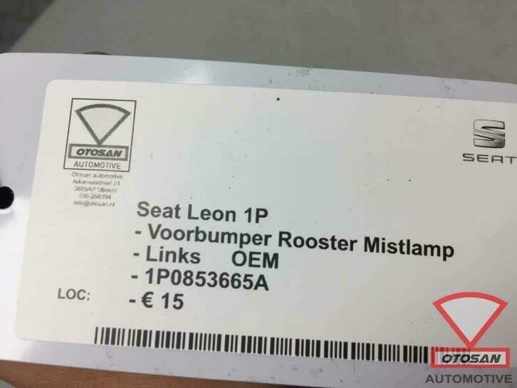 seat leon 2009 voorbumper rooster mistlamp links 1p0853665a, Gebruikt, Autovia A-2, Km 585 585
08760  Martorell, ES, Links, Ophalen of Verzenden